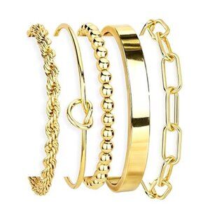 Women's Gold Bracelets Set Non Tarnish 14K Gold Plated